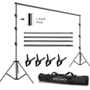 10 x 10Ft Photo Video Studio Heavy Duty Adjustable Muslin Backdrop Stand Background Support System Kit for Photography with Carrying Bag，4 Pcs Spring Clamps