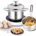 GOLDEN KEY Deep Fryer Pot with Basket and Lid,4.0L/4.2QT 304 Stainless Steel Standard Capacity Multi-function Cooking Pot with Strainer Basket for Kitchen Camping