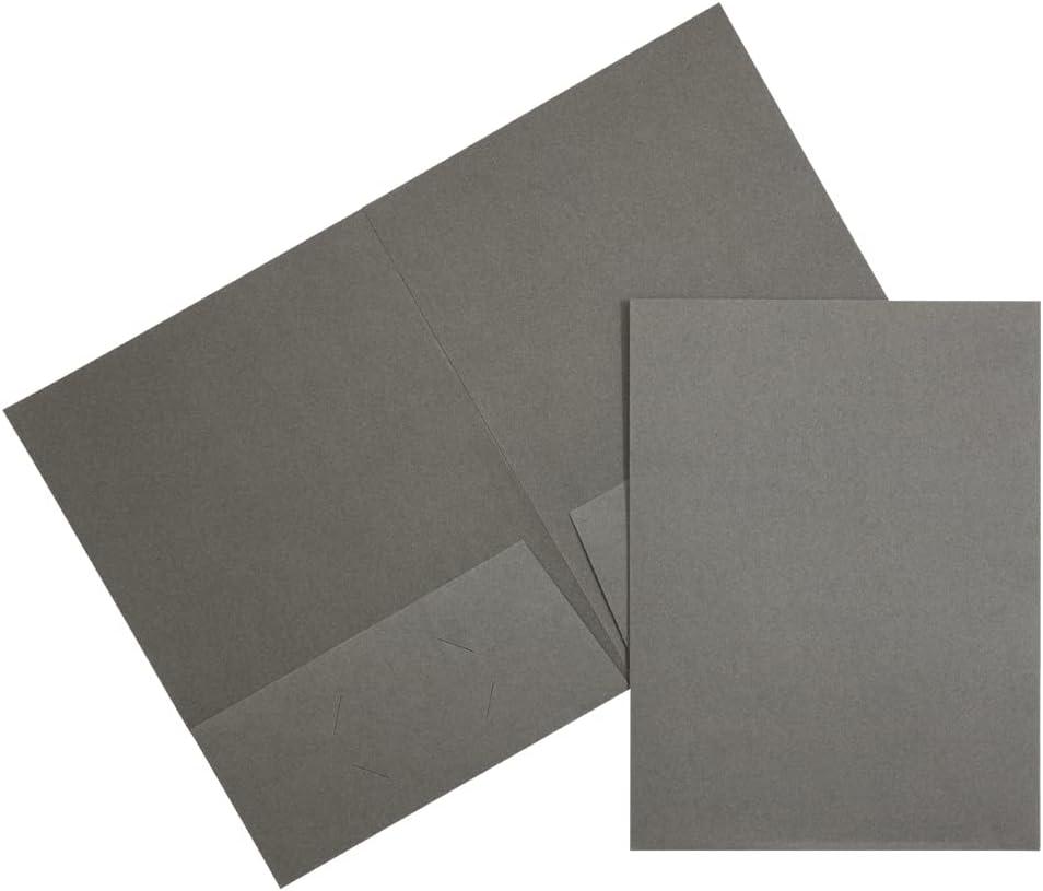 JAM PAPER Two Pocket Textured Linen Presentation Folders - Letter Size Business Folder - Gray - 6/Pack