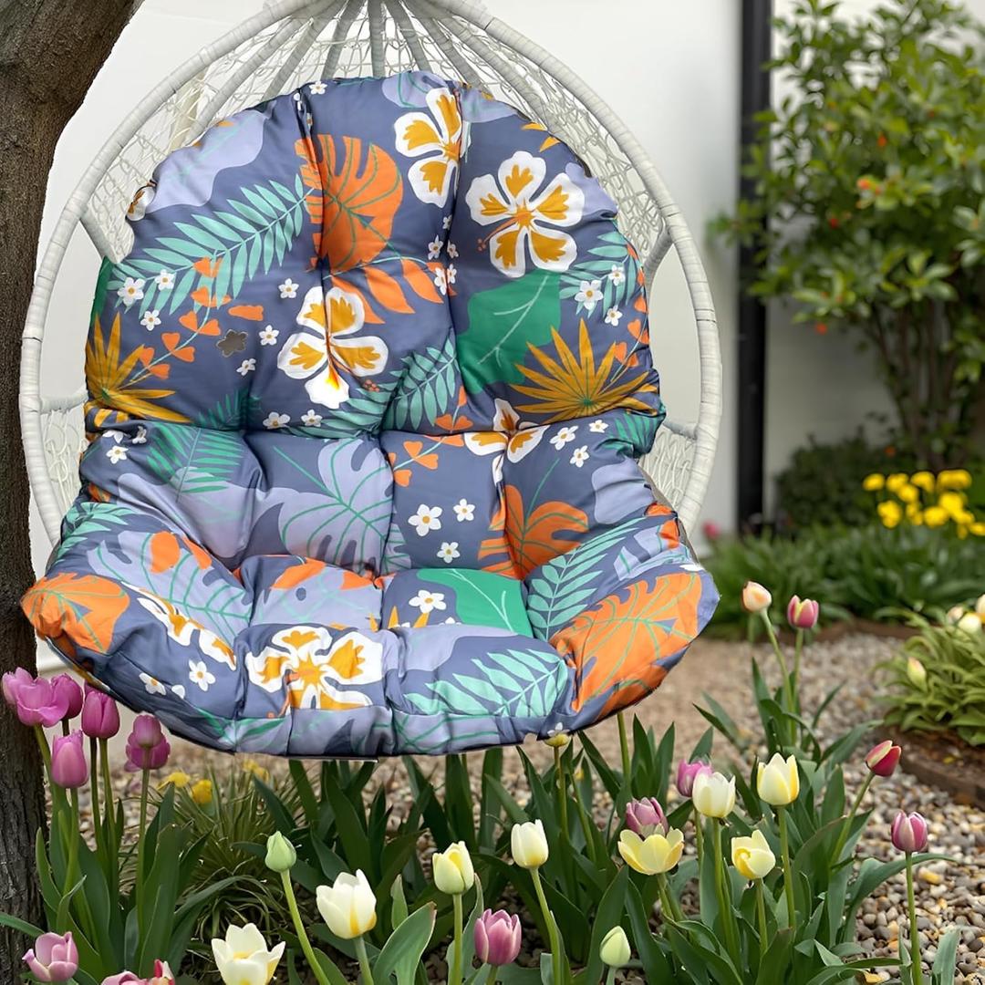Waterproof Egg Chair Cushion Replacement for Patio Hanging Basket, 47"L*35"W*3.5"T