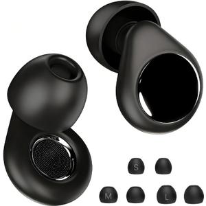 Ear Plugs for Sleeping, 45dB Noise Cancelling & Reusable Silicone Earplugs - Noise Reduction for Snoring, Concerts, Airplane Travel, Side Sleepers, Includes 6 Tips (Obsidian) (Black)