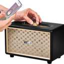 Home Speaker with Premium Audio | Rich Bass, Rotary Dial for Volume Control | Toggle Switch, Wireless Bluetooth & 3.5mm Aux Input for Turntable | Record Player, AC Powered (Upgraded Version) (Black)