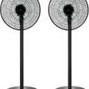 2 Pack 16" Oscillating Pedestal Stand Fan, 8 Speed, 50 DB Quiet, Black Heavy Duty Industrial Standing Floor Fan with 9 H Timer for Home, Living Room, Kitchen, Office