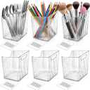 6 Pack Storage Bins Wall Mounted, Plastic Shower Basket Caddy with Self-Adhesive Hooks, Stackable Hanging Bin Storage Organizer Holder for Cabinet, Kitchen, Bathroom, Freezer, Under Sink