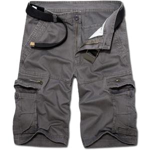 Men's Lightweight Multi Pocket Casual Outdoor Twill Cargo Shorts with Zipper Pockets with 8 Pockets No Belt (40, Grey)