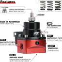Adjustable Fuel Pressure Regulator Kit 3-70PSI With 6AN Return and 6AN feed Port with AN6-6AN Fuel Line Hoses Connectors (black+red)