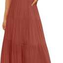 ZESICA Women's 2025 Summer Casual Flutter Short Sleeve Crew Neck Smocked Elastic Waist Tiered Midi Dress (XX-Large)