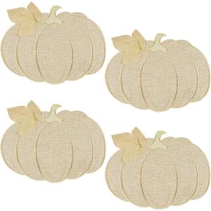 Fall Thanksgiving Pumpkin Placemats Set of 4 Fall Autumn Table Decorations Indoor Farmhouse Harvest Pumpkins Table Round Placemats for Party Kitchen Dinning