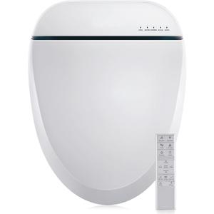 Bidet Toilet Seat 102S-W, Electronic Heated Seat with Unlimited Warm Water for Bathroom, Remote Control, Turbo Wash & Dryer, Night Light, Easy Install-Perfect for Home Bathroom Use