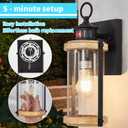 Motion Sensor Outdoor Wall Lights Waterproof,Dusk to Dawn Outdoor Lighting,Outdoor Lights for House with Seeded Glass,Matte Black & Wood Grain Finish,2 Pack