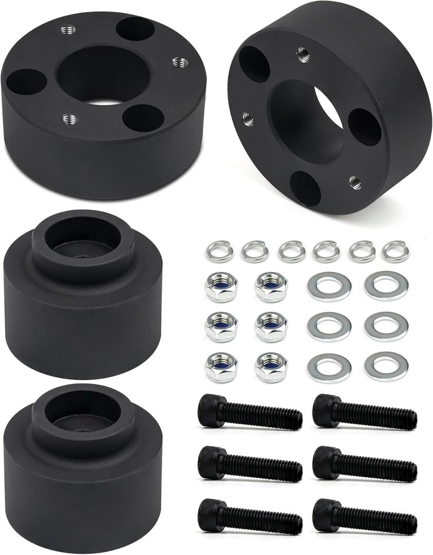New 3" Front + 2" Rear Leveling Lift Kit Compatible With 09-24 Dodge Ram 1500 4WD 19+ 2WD, 3 Inch Forged Aluminum Strut Spacer Suspension Lifting 2 Inch Shock Blocks w/Bolt Hardware 4pcs Pair