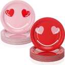 Yungyan 60 Pcs 9 Inch Valentine's Day Paper Plates Heart Eyes Disposable Pink and Red Round Dinner Plates Pink Party Tableware for Valentines Galentines Anniversary Wedding Party Supplies