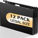 Extra Capacity Legal Size Hanging File Folders,12 Pack Reinforced Plastic Hanging Folder, Heavy Duty 2 Inch Expansion, Filing Cabinet Folders for Bulky Files, Medical Charts, Black (Black (With Side))