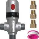 Three-way Thermostatic Mixing Valve,1/2NPT Connections,Solid Brass