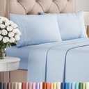 Queen Size 4 Piece Sheet Set - Comfy Breathable & Cooling Sheets - Hotel Luxury Bed Sheets for Women & Men - Deep Pockets, Easy-Fit, Extra Soft & Wrinkle Free Sheets - Sky Blue Oeko-Tex Bed Sheet Set