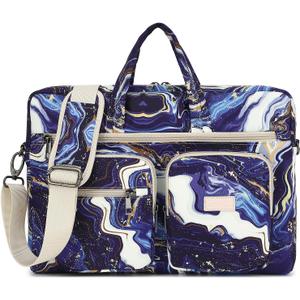 Laptop Shoulder Bag15.6inch women men Waterproof 16inch Computer Bags Women Business Office Work Bag Briefcase 14 inch case (Blue Marble)