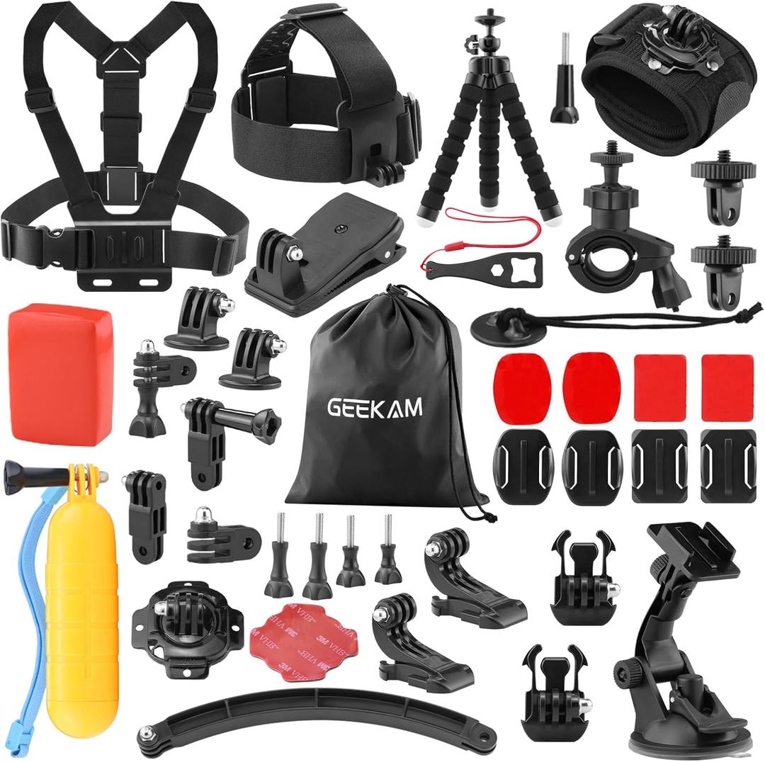 Action Camera Accessories Kit - Compatible for GoPro, AKASO, Campark, Crosstour, APEMAN, COOAU, Apexcam, SJCAM, SJ4000 and Waterproof Underwater Sports Camera