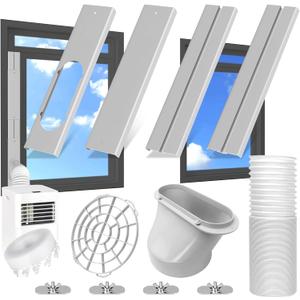 Upgrade Portable Air Conditioner Window Kit with 5.9Inch Exhaust Hose,Portable Air Conditioner Window Vent kit, portable AC Exhaust Hose Kit, Portable AC Window Vent Kit