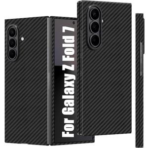 Slim 1500D Aramid Fiber Case Compatible with Samsung Galaxy Z Fold 7, Thin Carbon Fiber Cover with Wireless Charging Support (Matte Black)