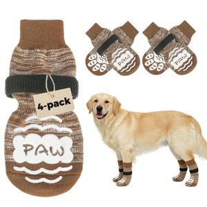 BINGPET Dog Socks to Prevent Licking Paws -Dog Shoes for Hot Pavement,Extra-Thick Grippy Dogs Sock for Hardwood Floors Anti-Slip,4Pcs All-Weather Boots Paw Protector for Small Medium Large Senior Dogs