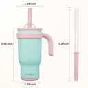 BJPKPK 18 OZ Insulated Travel Tumbler with Handle and Straw, Stainless Steel Water Bottle, Double Wall Vacuum Insulated Mug, for Work, Car, Travel, Guava