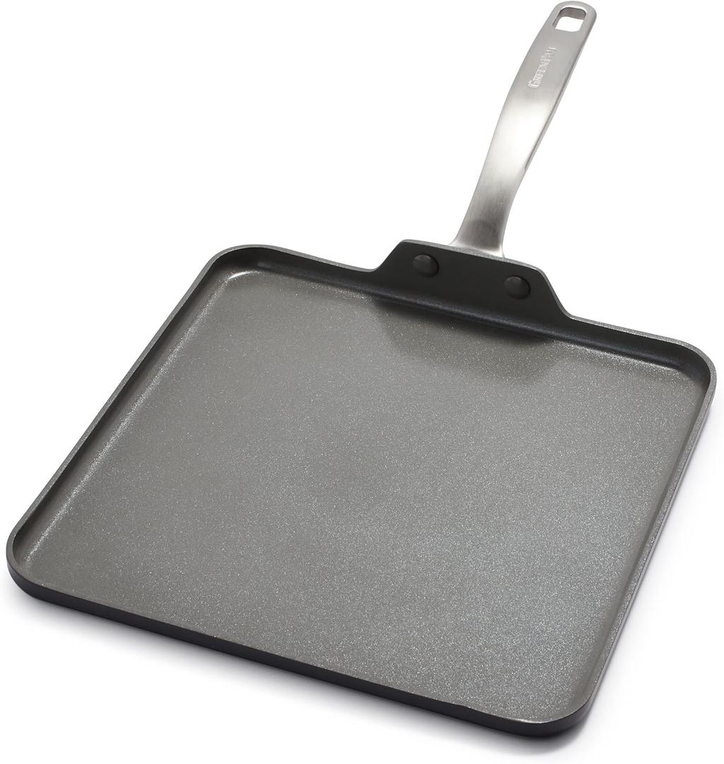 GreenPan Chatham Hard Anodized Healthy Ceramic Nonstick, 11" Griddle Pan, PFAS-Free, Dishwasher Safe, Oven Safe, Gray