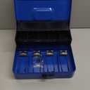 Jssmst Locking Metal Cash Box with Coin Lid, 11.8L x 9.5W x 3.5H Inches, Safe Money Box with Combination Lock, Blue, SM-CB0514BL