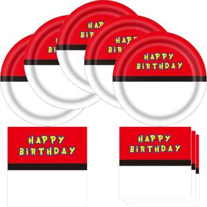 Cartoon Animation Birthday Party Supplies, Includes 20 Plates and 20 Napkins, Video Games Themed Party Decorations