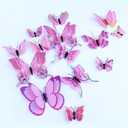 Somotersea 24pc 3D Butterfly Wall Decor - Removable Butterfly Decals for Girls Room & Birthday Parties - Pink