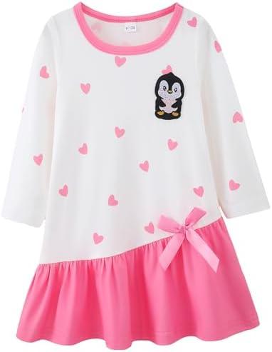 HIGHUZZA Baby Girl Fall Clothes: Soft Long Sleeve Bow Tie Print Outfits Casual Birthday Party Clothing 12-18 Months