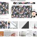 Black Floral Vintage Peel and Stick Wallpaper, Boho Colorful Renter Friendly Contact Paper for Bathroom, Kitchen, Botanical Removable Wall Decor for Cabinet, Countertop, Shelf Liner, 17.5 x 118