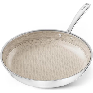 Redchef Non Stick Frying Pans, Hybrid 12 Inch Ceramic Frying Pan, Tri-Ply Stainless Steel Skillet, Non Toxic, PFAS PFOA & PTFE Free, Dishwasher & Oven Safe, Compatible with All Cooktops