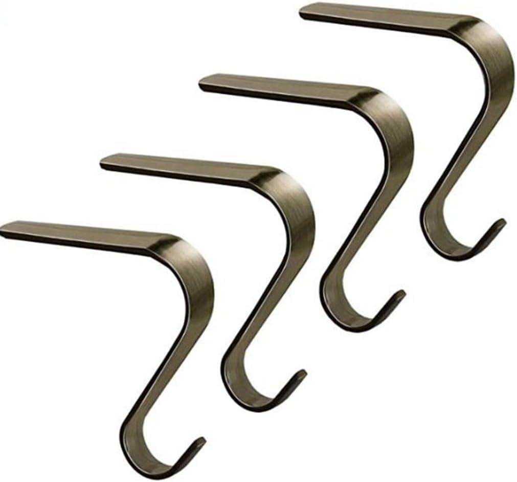 Metal Hanger for Hanging Mantel Decoration Christmas Stocking Holders Festival Ornament Hook for Indoor Outdoor (4, Antique green)