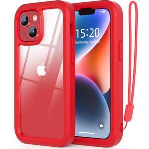 WXR for iPhone 14 case/iPhone 13 case,Soft Silicone Bumper & Crystal Clear Hard PC Back,3in1 Military Drop Protection Case for iPhone 14/iPhone 13 6.1 inch. (Red)