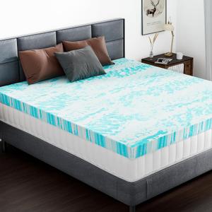 DUMOS Mattress Toppers Memory Foam Twin XL, 2 Inch Thick Bed Topper Pad Cooling Gel Infused Soft Comfy Padding Breathable for Sleeper Sofa Couch RV Camper, CertiPUR-US Certified, Blue