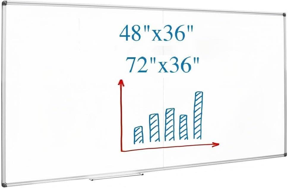 Large Magnetic Whiteboard 48 x 36 Inch, Foldable Dry Erase White Board with Pen Tray, Big Aluminum Frame Folding Message Presentation Board for Wall
