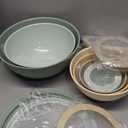 COOK WITH COLOR Mixing Bowls with Lids - 12 Piece Plastic Nesting Bowls Set includes 6 Prep Bowls and 6 Lids, Diamond Design - Microwave Safe, Mint