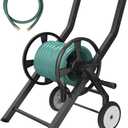 Artigarden Garden Hose Reel Cart with Wheels, Outdoor Heavy Duty Powder-coated Steel Water Storage Winder Holder, Holds 125 ft of 5/8 Hose with 3.9 Ft Leader Hose for Outside Lawn Yard, Black