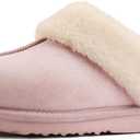 Women's Fuzzy Slippers, Warm and Cozy Slip On Fluffy Winter House Shoes for Women, Comfy Faux Suede Ladies House Slippers Indoor and Outdoor with Memory Foam (11, Pink)