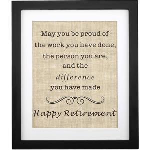Happy Retirement Burlap Print 11x13, Colleague, Coworker, Teacher, Friend, Mentor Retirement Gift for Coworker Going Away, Farewell Employee Gift for Christmas, May You Be Proud of the Work You Do