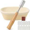 Saint Germain Bakery Oval Banneton Proofing Basket and Bread Lame Set  10 Inch Rattan Basket with Liner, Razor Blades & Leather Cover  Sourdough Bread Baking Kit Gift for Artisan Bakers
