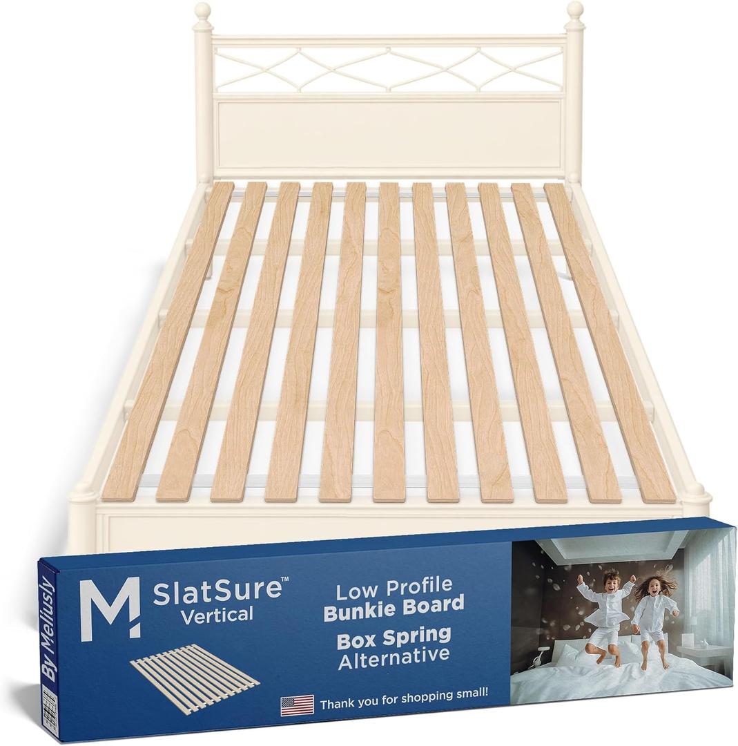 Meliusly SlatSure Queen Size Bunkie Board  Heavy Duty Vertical Bed Slats & Foldable Wooden Support Board for Sagging Mattress or Platform Bed Frame, Box Spring Alternative and Replacement