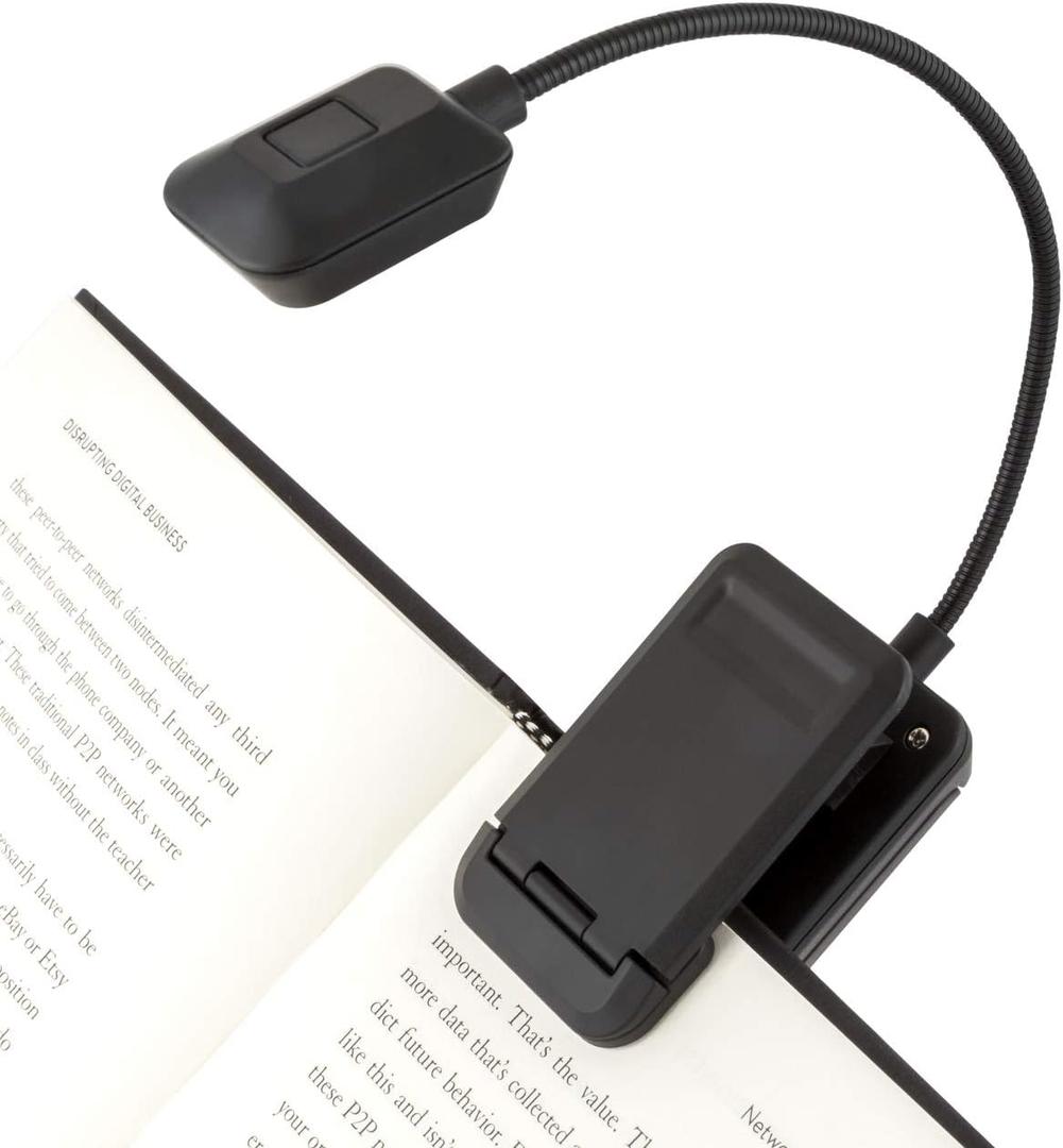 WITHit Quad Clip On Book Light  Black  LED Reading Light with Clip for Books and eBooks, Dimmable Brightness, Portable & Lightweight Bookmark Light for Adults, Batteries Included