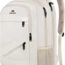 MATEIN Laptop Backpack Women Large Capacity, TSA Travel Backpack with Luggage Strap & Anti Theft Pocket, Water Resistant Teacher College Bookbag Fits 17 Inch Computer, Stylish Beige Work Daypack