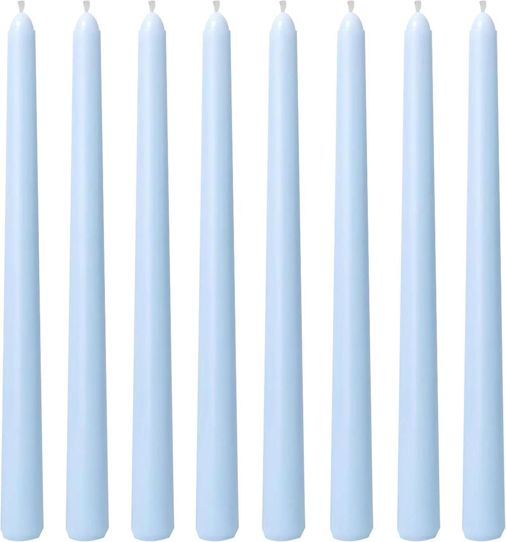 8 Pack 10 Inch Baby-Blue Smooth Taper Candle Set, 7/8 Inch Unscented Driples Candlesticks for Home Decoration, 6-7 Hours Burn