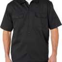 Amazon Essentials Button Up Shirt for Men, Short-Sleeve, Stain and Wrinkle-Resistant (Medium, Black)