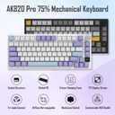AJAZZ AK820 Pro 75% Gasket RGB Wireless Mechanical Keyboard with TFT Screen, Volume knob, Bluetooth/2.4G/Wired 3-Modes, Compact 82 Hot-Swap Keys, Tricolor PBT Keycap, 4000 mAh (Purple&Blue 3-Modes)