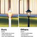 15" Dusk to Dawn Outdoor Post Light, Modern White Outdoor Lamp Post Light Fixture, Lamp Posts Exterior Lighting Pole Lantern for Outside Porch Garage Street, Waterproof Aluminum & Glass, 1 Pack, E26