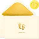 Crisky Embossed Footprint Baby Shower Thank You Cards 50-Pack 4x6 Inch - Heavy 300gsm Cardstock with Gold Foil Envelopes & Stickers for Baby Shower/Birthday