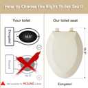 Angol Shiold PP Slow Close Toilet Seat (Elongated, Almond) | Elongated toilet seat with ergonomic design, grip-tight anti-slip bumpers and easy-clean safe PP material